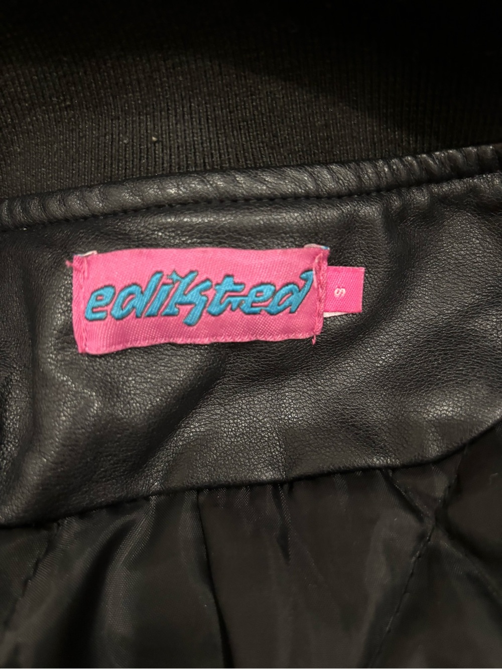 Edikted Black Faux-Leather Bomber Jacket - Picture 3 of 7